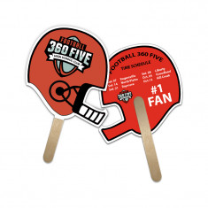 5x5 Inch Helmet Shape Full Color Double Sided Mini Hand Fans - 16 pt