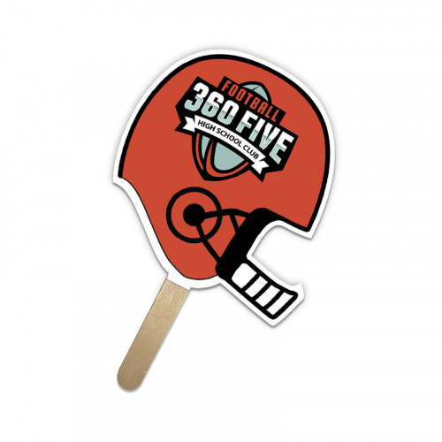 5x5 Inch Helmet Shape Full Color One Sided Mini Hand Fans - 16 pt