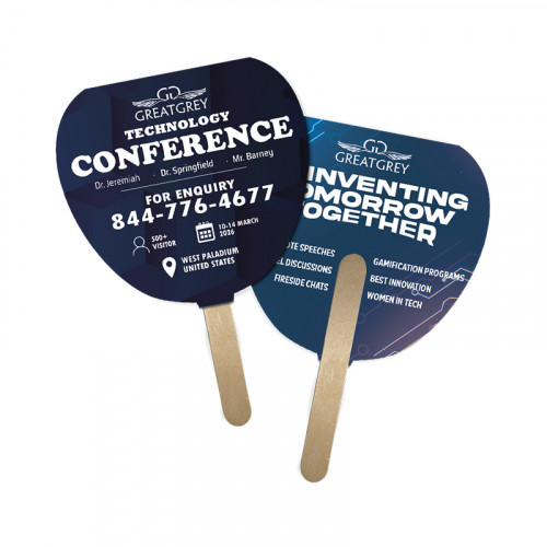 5x5 Inch Leaf Shape Full Color Double Sided Mini Hand Fans - 16 pt