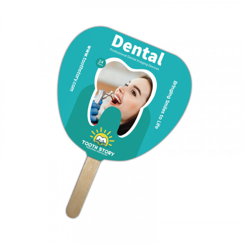 5x5 Inch Leaf Shape Full Color One Sided Mini Hand Fans - 16 pt