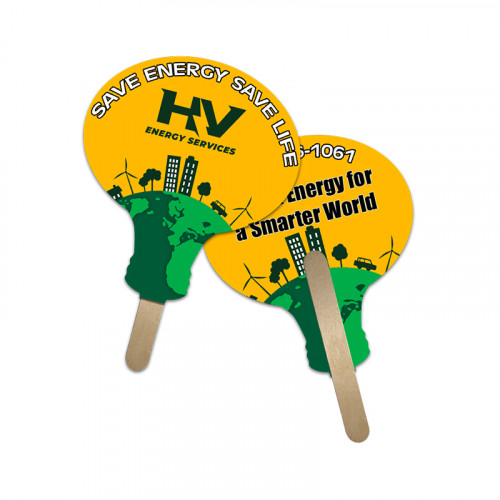 5x5 Inch Lightbulb Shape Full Color Double Sided Mini Hand Fans - 16 pt