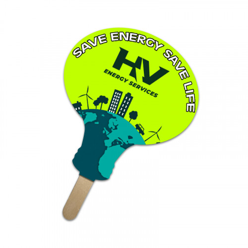 5x5 Inch Lightbulb Shape Full Color One Sided Mini Hand Fans - 16 pt
