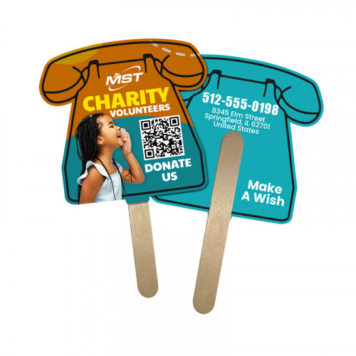 5x5 Inch Phone Shape Full Color Double Sided Mini Hand Fans - 16 pt