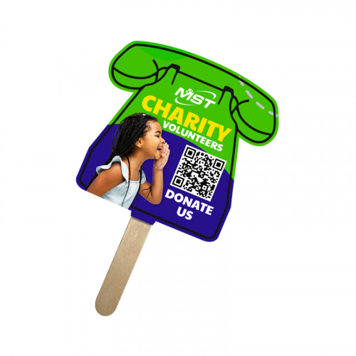 5x5 Inch Phone Shape Full Color One Sided Mini Hand Fans - 16 pt