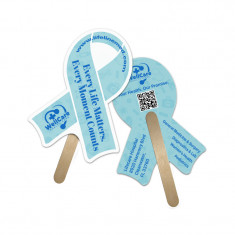 5x5 Inch Ribbon Shape Full Color Double Sided Mini Hand Fans - 16 pt