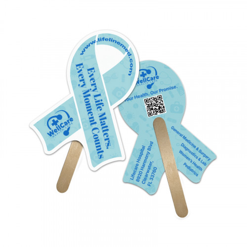 5x5 Inch Ribbon Shape Full Color Double Sided Mini Hand Fans - 16 pt