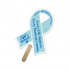 5x5 Inch Ribbon Shape Full Color One Sided Mini Hand Fans - 16 pt