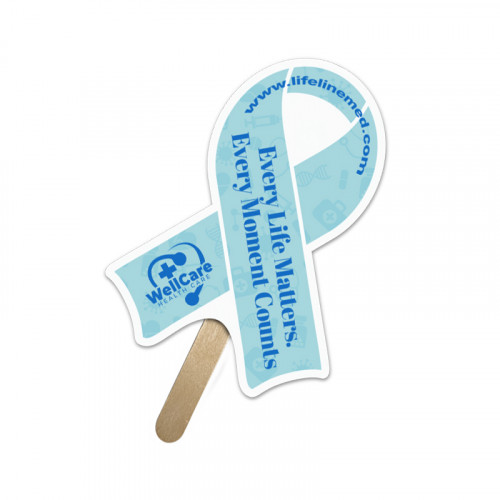 5x5 Inch Ribbon Shape Full Color One Sided Mini Hand Fans - 16 pt