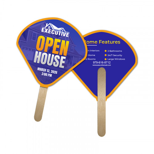5x5 Inch Shell Shape Full Color Double Sided Mini Hand Fans - 16 pt