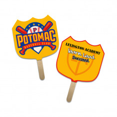 5x5 Inch Shield Shape Full Color Double Sided Mini Hand Fans - 16 pt