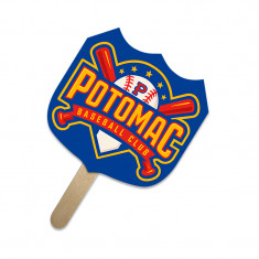 5x5 Inch Shield Shape Full Color One Sided Mini Hand Fans - 16 pt