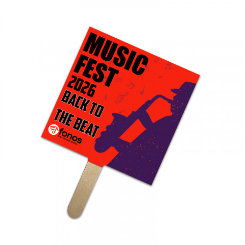 5x5 Inch Square Shape Full Color One Sided Mini Hand Fans - 16 pt