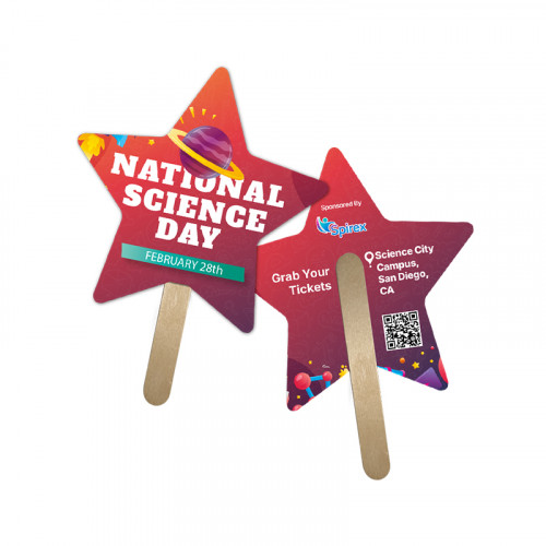 5x5 Inch Star Shape Full Color Double Sided Mini Hand Fans - 16 pt