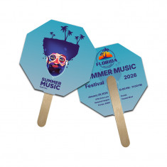 5x5 Inch Stop Sign Shape Full Color Double Sided Mini Hand Fans - 16 pt
