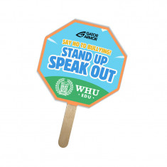 5x5 Inch Stop Sign Shape Full Color One Sided Mini Hand Fans - 16 pt