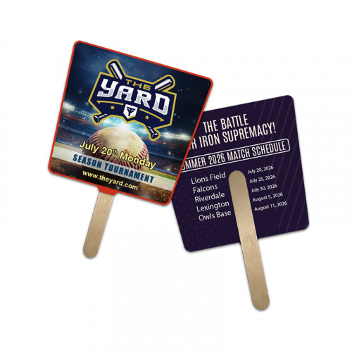 5x5 Inch Tapered Full Color Double Sided Mini Hand Fans - 16 pt