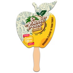 8x8 Inch Apple Shape Full Color One Sided Hand Fans - 16 pt