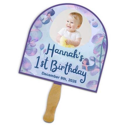 8x8 Inch Arch Shape Full Color One Sided Hand Fans - 16 pt