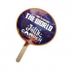8x8 Inch Bubble Shape Full Color One Sided Hand Fans - 16 pt