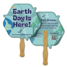 8x8 Inch Eco Shape Full Color Double Sided Hand Fans - 16 pt