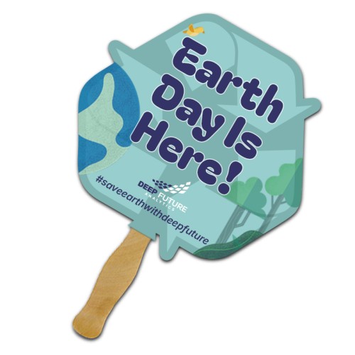 8x8 Inch Eco Shape Full Color One Sided Hand Fans - 16 pt