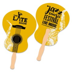 8x10.1296 Inch Guitar Shape Full Color Double Sided Hand Fans - 16 pt