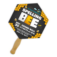8x8 Inch Hexagon Shape Full Color One Sided Hand Fans - 16 pt
