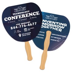 8x8 Inch Leaf Shape Full Color Double Sided Hand Fans - 16 pt