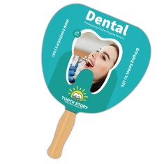 8x8 Inch Leaf Shape Full Color One Sided Hand Fans - 16 pt