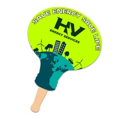 8x8 Inch Lightbulb Shape Full Color One Sided Hand Fans - 16 pt