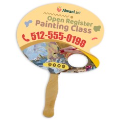8x8 Inch Palette Shape Full Color One Sided Hand Fans - 16 pt