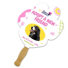 8x8 Inch Paw Shape Full Color One Sided Hand Fans - 16 pt