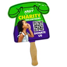 8x8 Inch Phone Shape Full Color One Sided Hand Fans - 16 pt
