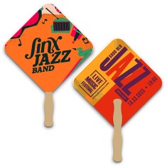 8x8 Inch Rd Diamond Shape Full Color Double Sided Hand Fans - 16 pt
