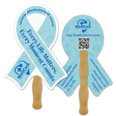 8x8 Inch Ribbon Shape Full Color Double Sided Hand Fans - 16 pt