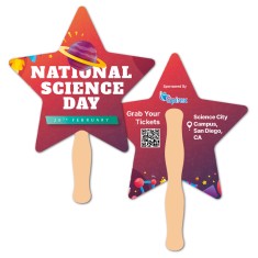 8x8 Inch Star Shape Full Color Double Sided Hand Fans - 16 pt