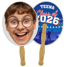 8"x7.5" Face Cutout Full-Color Double Sided Hand Fans - 16 pt