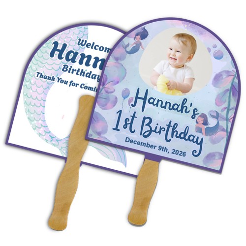 8x8 Inch Arch Shape Full Color Double Sided Hand Fans - 16 pt