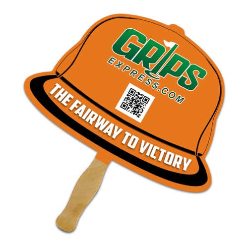 8x8 Inch Cap Shape Full Color One Sided Hand Fans - 16 pt