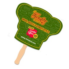 8x8 Inch Chef Hat Shape Full Color One Sided Hand Fans - 16 pt