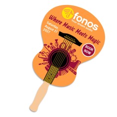 8x10.1296 Inch Guitar Shape Full Color One Sided Hand Fans - 16 pt