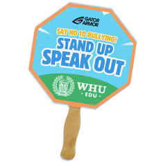 8x8 Inch Octagon Shape Full Color One Sided Hand Fans - 16 pt