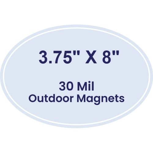 Magnet - 3.75x8 Oval Shape - 30 Mil - Outdoor Safe