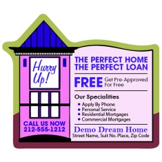 Promotional 3.5x3 in Building Shaped Full Color Mortgage Magnet 20 mil 