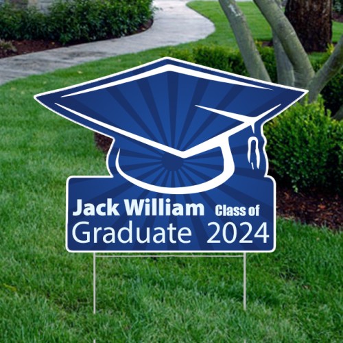 22" x 14" Graduation Hat Shaped Full Color Yard Signs