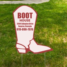 24" x 18" Boot Shaped Full Color Yard Signs