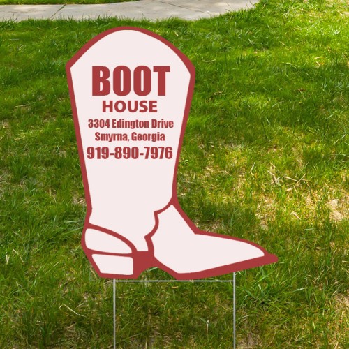 24" x 18" Boot Shaped Full Color Yard Signs