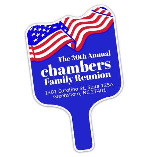 Budget Patriotic Flag Shaped Hand Fans - One Side