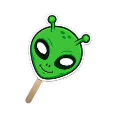 5x5 Inch Alien Shaped Face Mask Mini Hand Fans - 16 pt