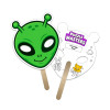 5x5 Inch Alien Shaped Face Mask Mini Hand Fans - 16 pt